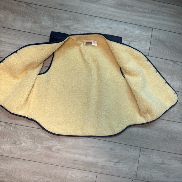 Vintage Sears Roebucks Western Wear Sherpa Vest Mens XL Biker Cowboy Denim Blue - Picture 7 of 14